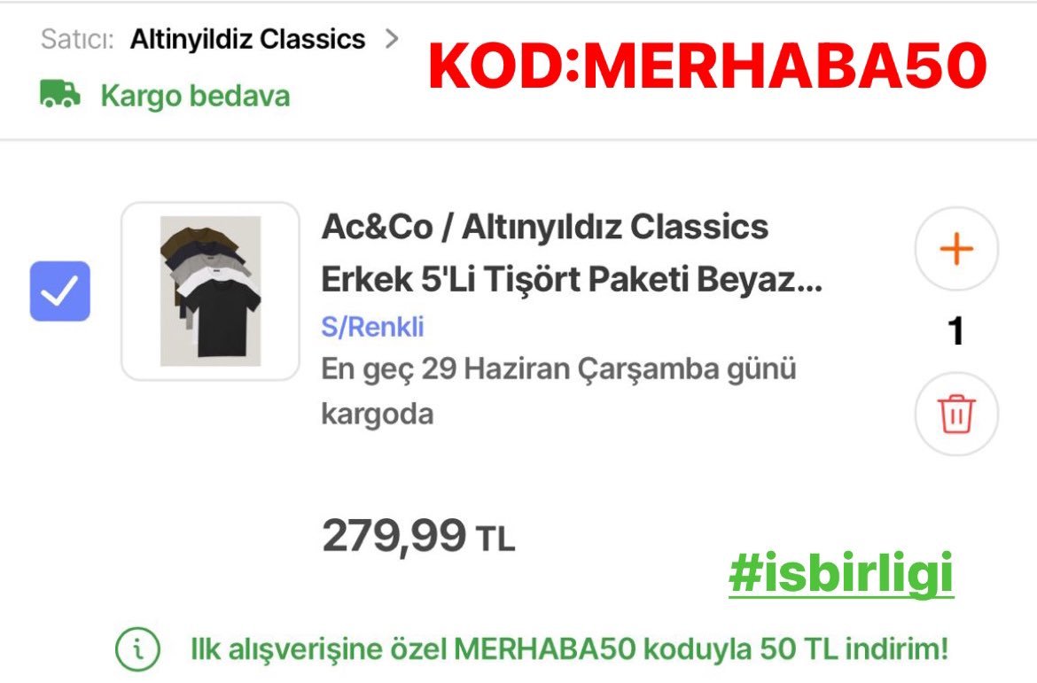 Altınyıldız 5’li tişört...