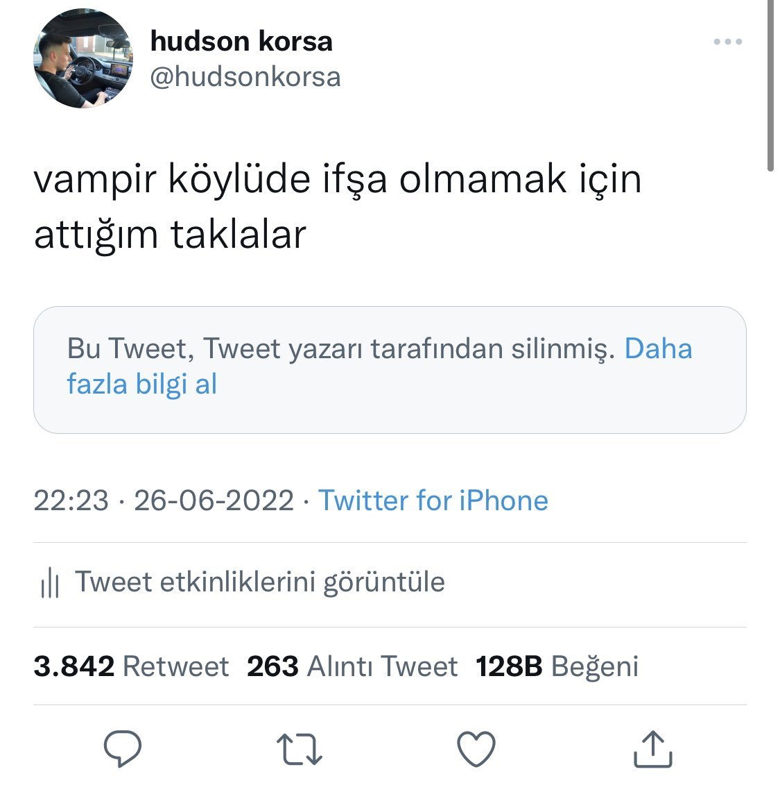 vampir olduğunu biliyordum...