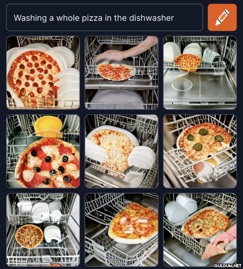 Washing a whole pizza in...