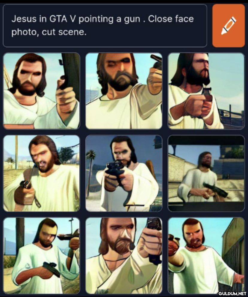 Jesus in GTA V pointing a...