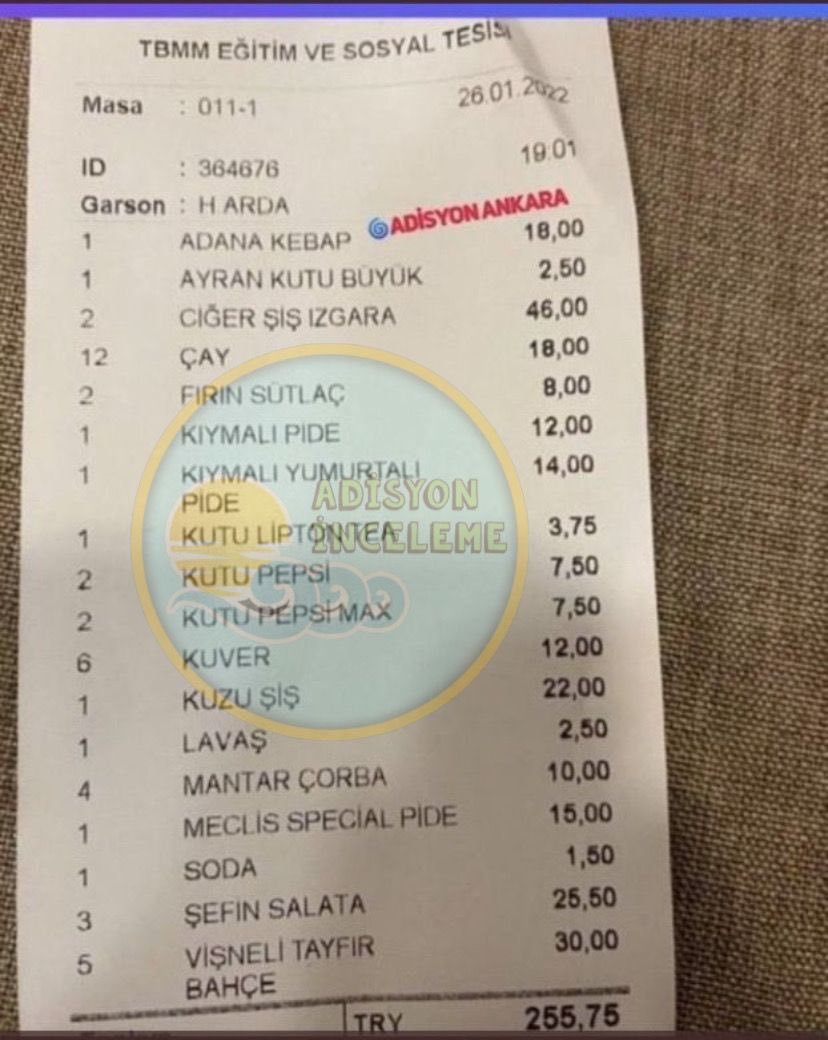 Meclis Lokanta Adisyonu....