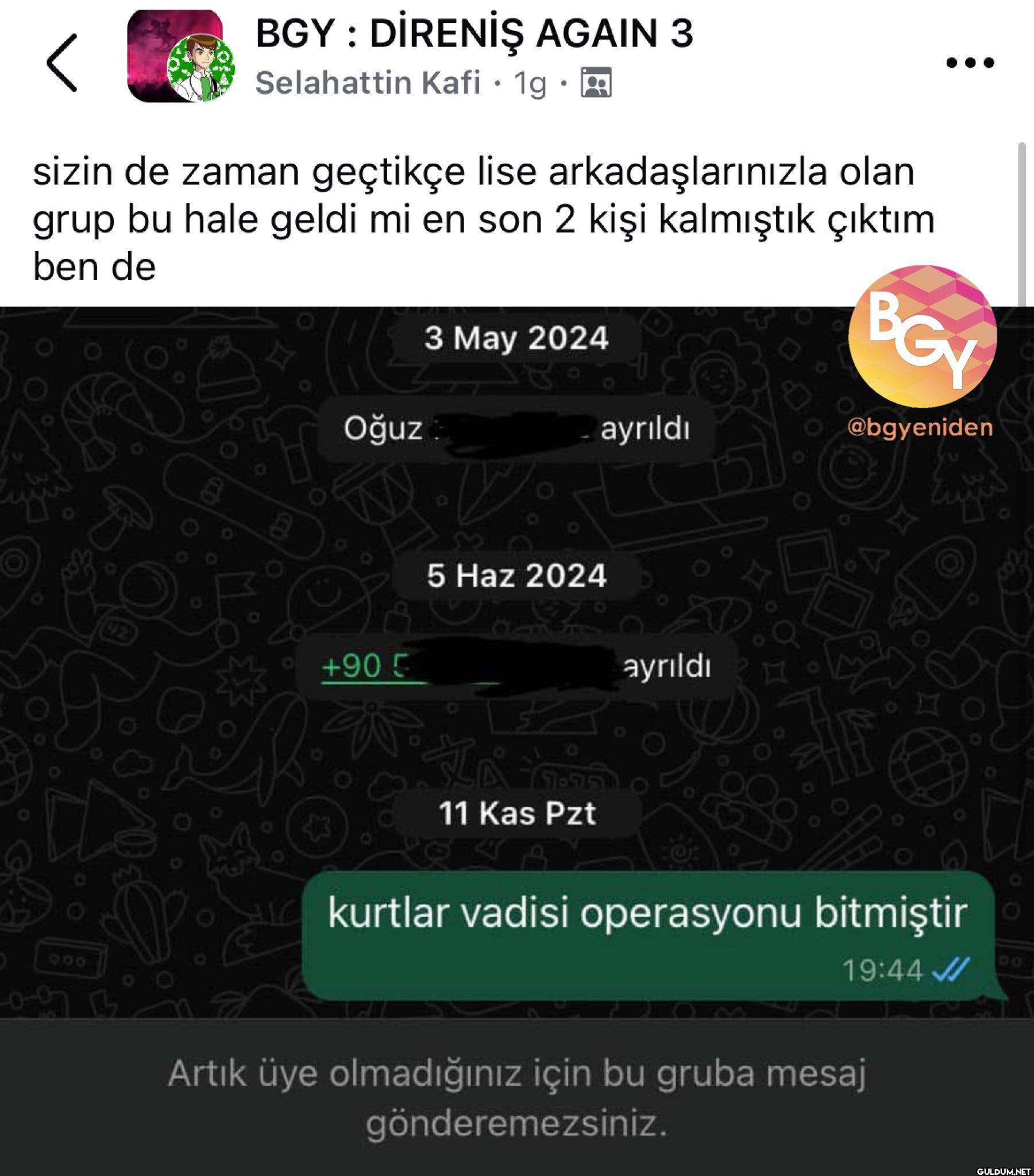herkesin tek tek gruptan...