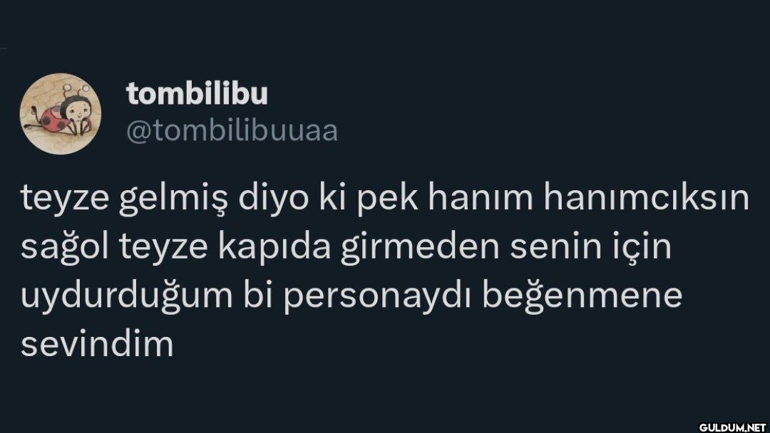 teyze gelmiş diyo ki pek...