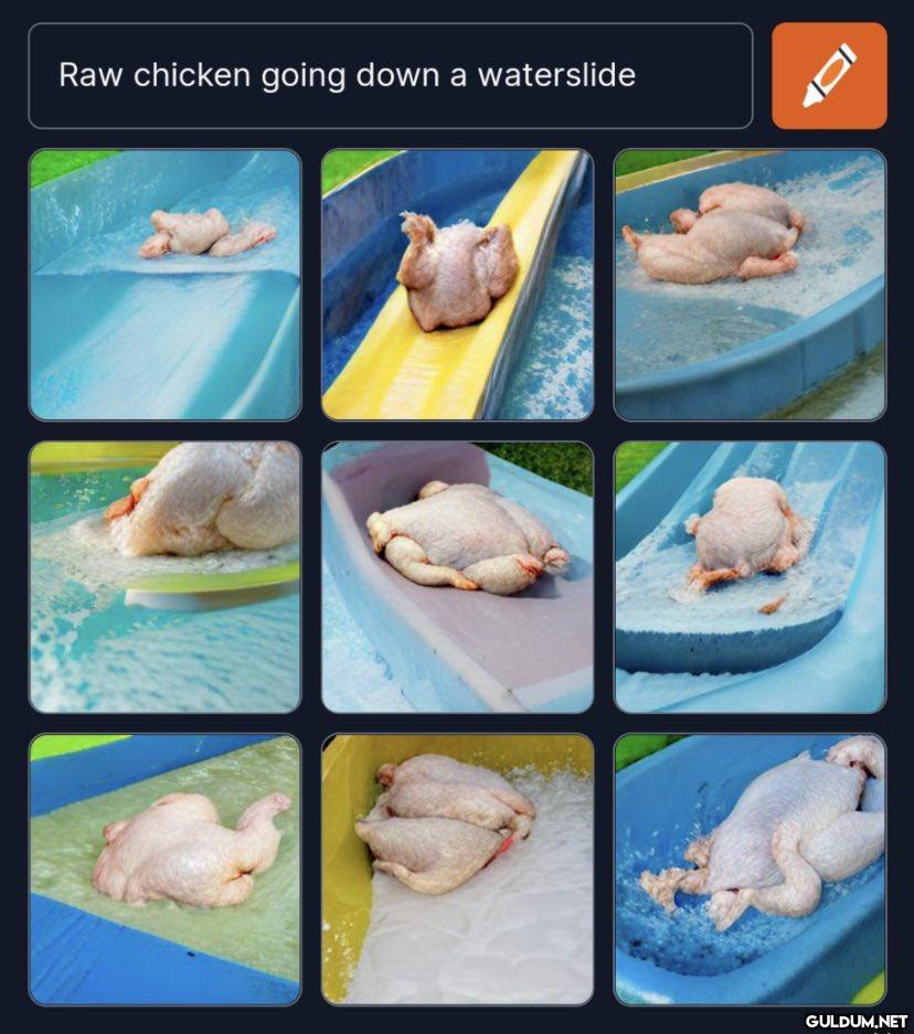 Raw chicken going down a...