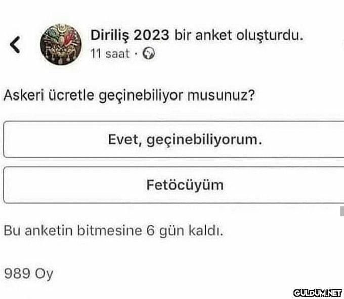 Diriliş 2023 bir anket...