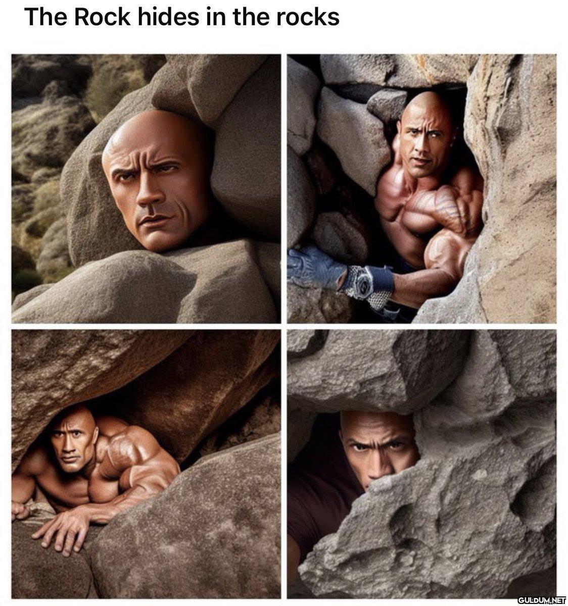 The Rock hides in the...