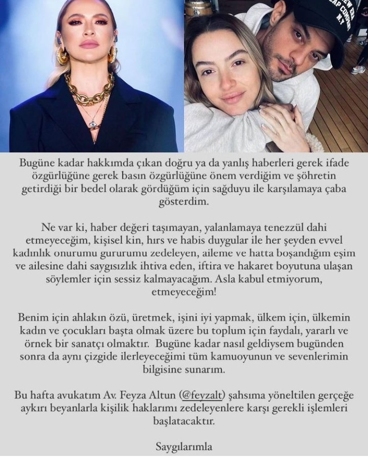 Hadise'den açıklama 👇...