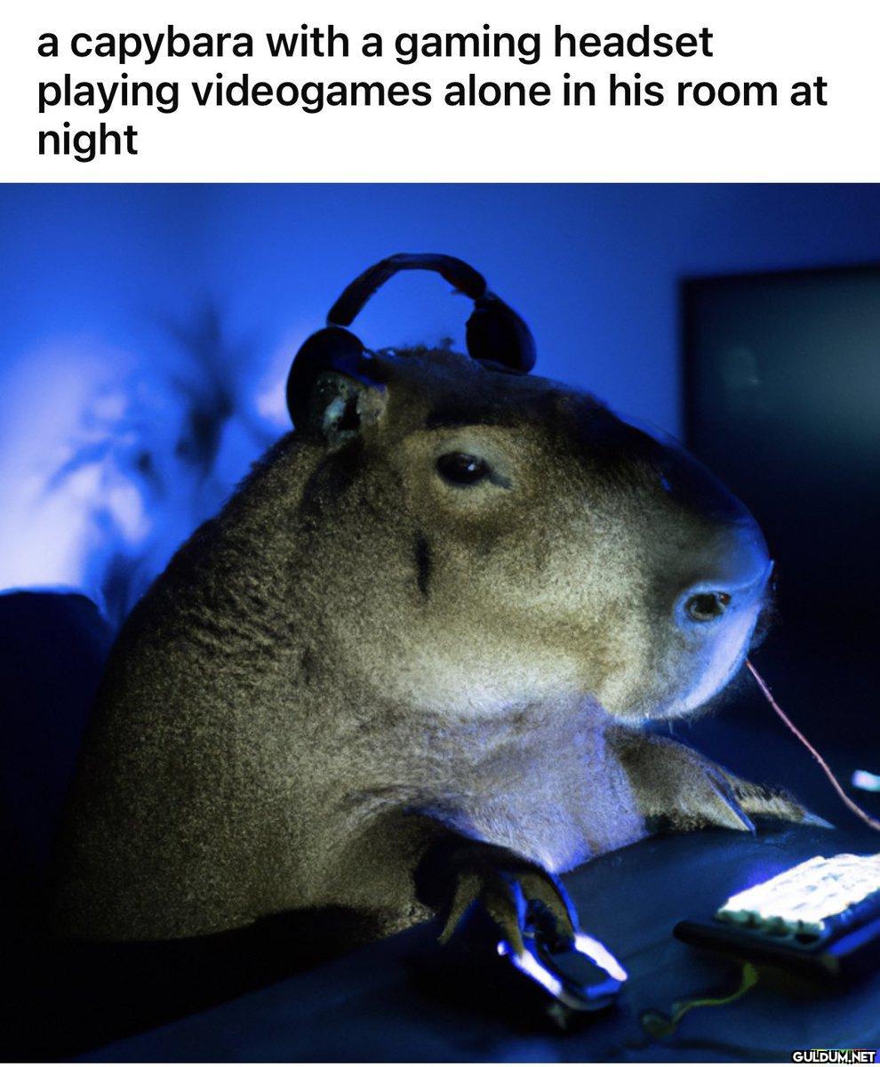a capybara with a gaming...