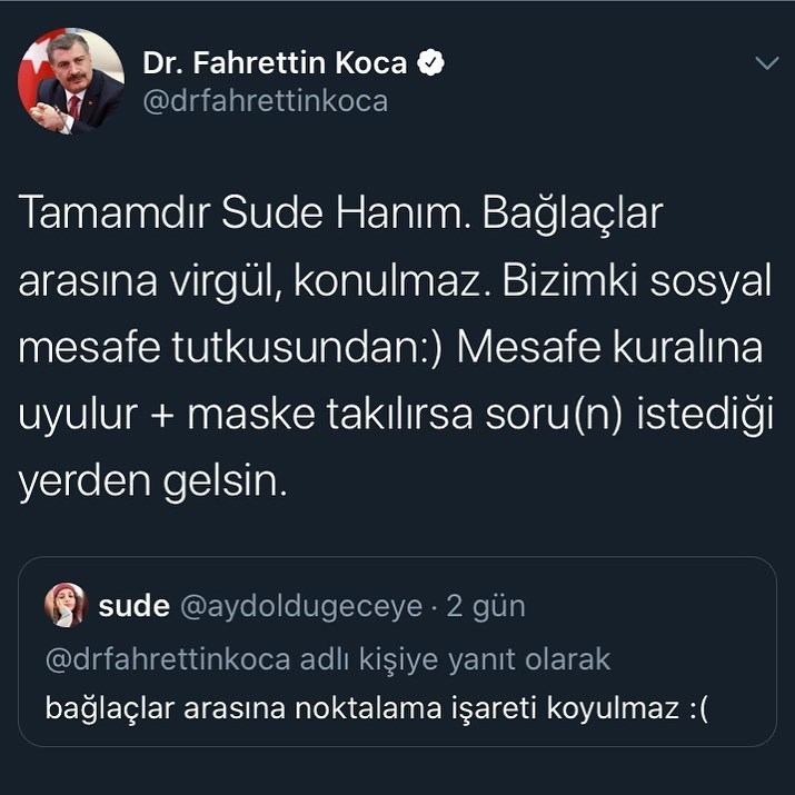 Sosyal mesafe de bağlaçlar...