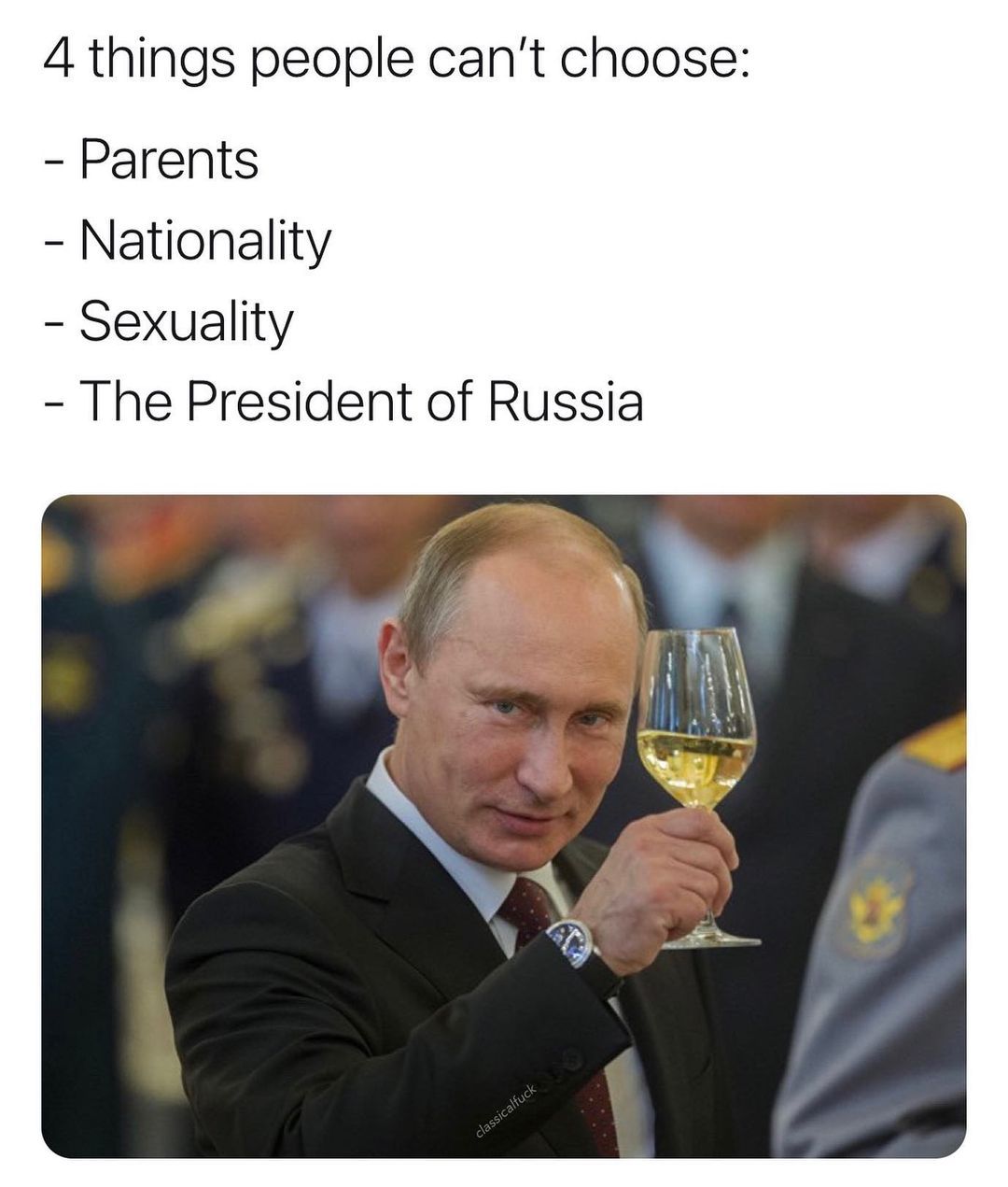 Can we talk about Putin’s...