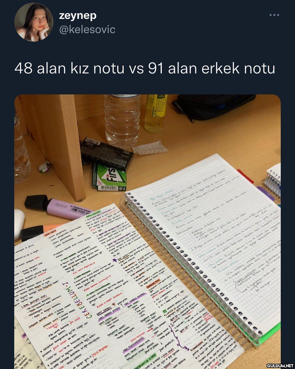 48 alan kız notu vs 91...