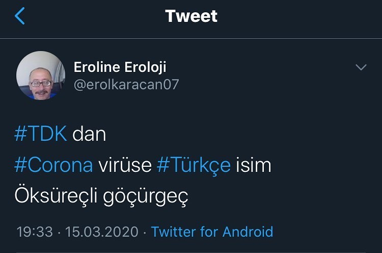 Corona virüse Türkçe isim...