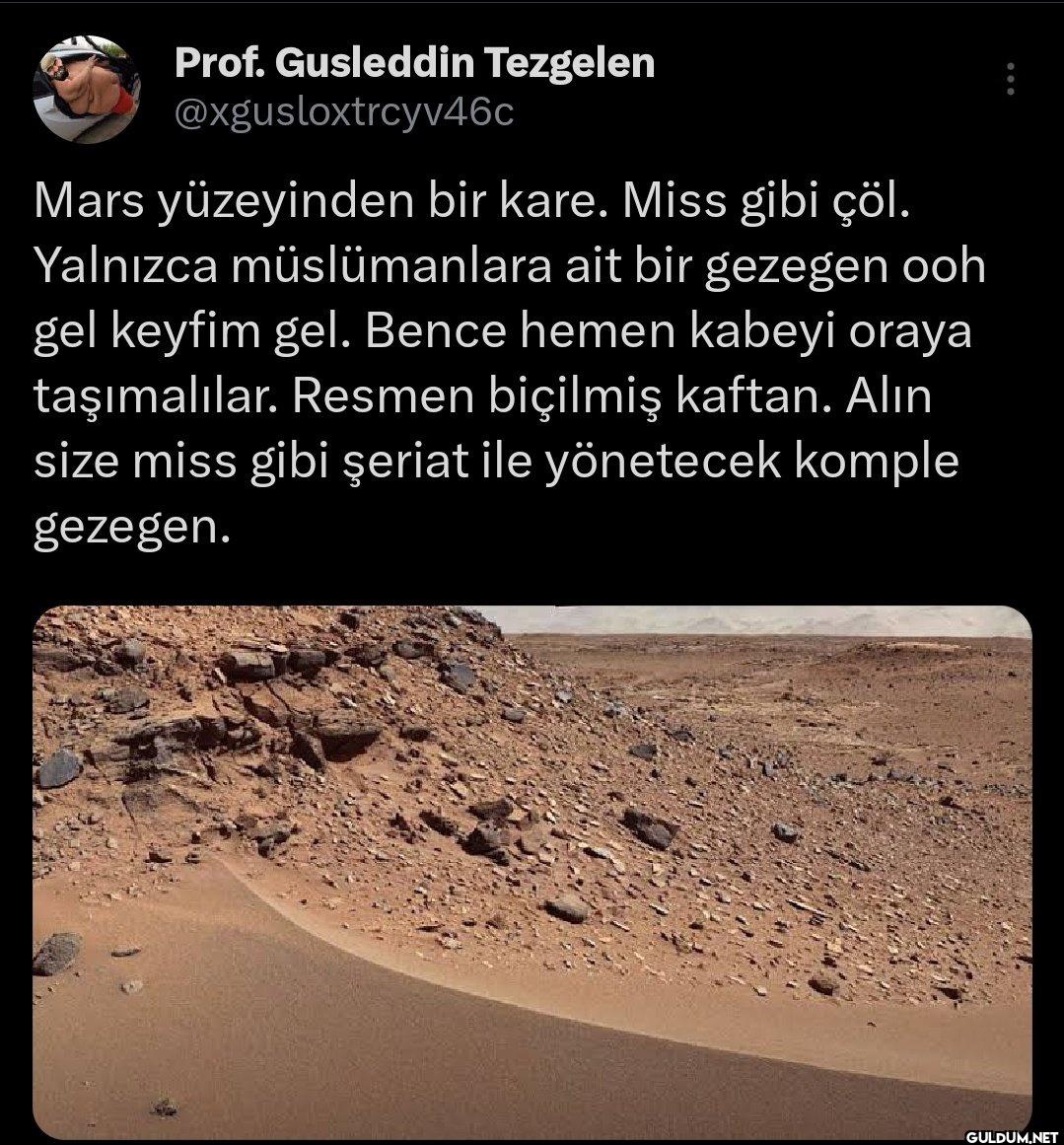 Mars yüzeyinden bir kare....