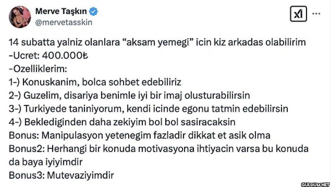 Merve Taşkın, 400 bin TL...