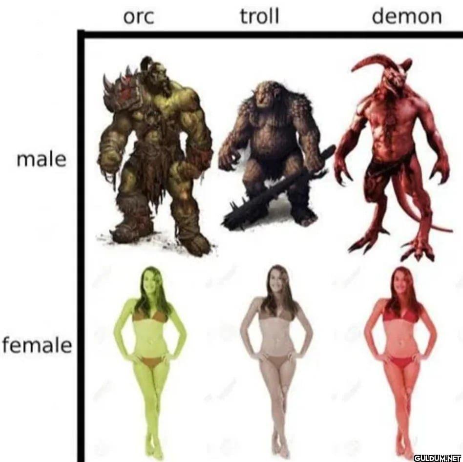 male female orc troll demon