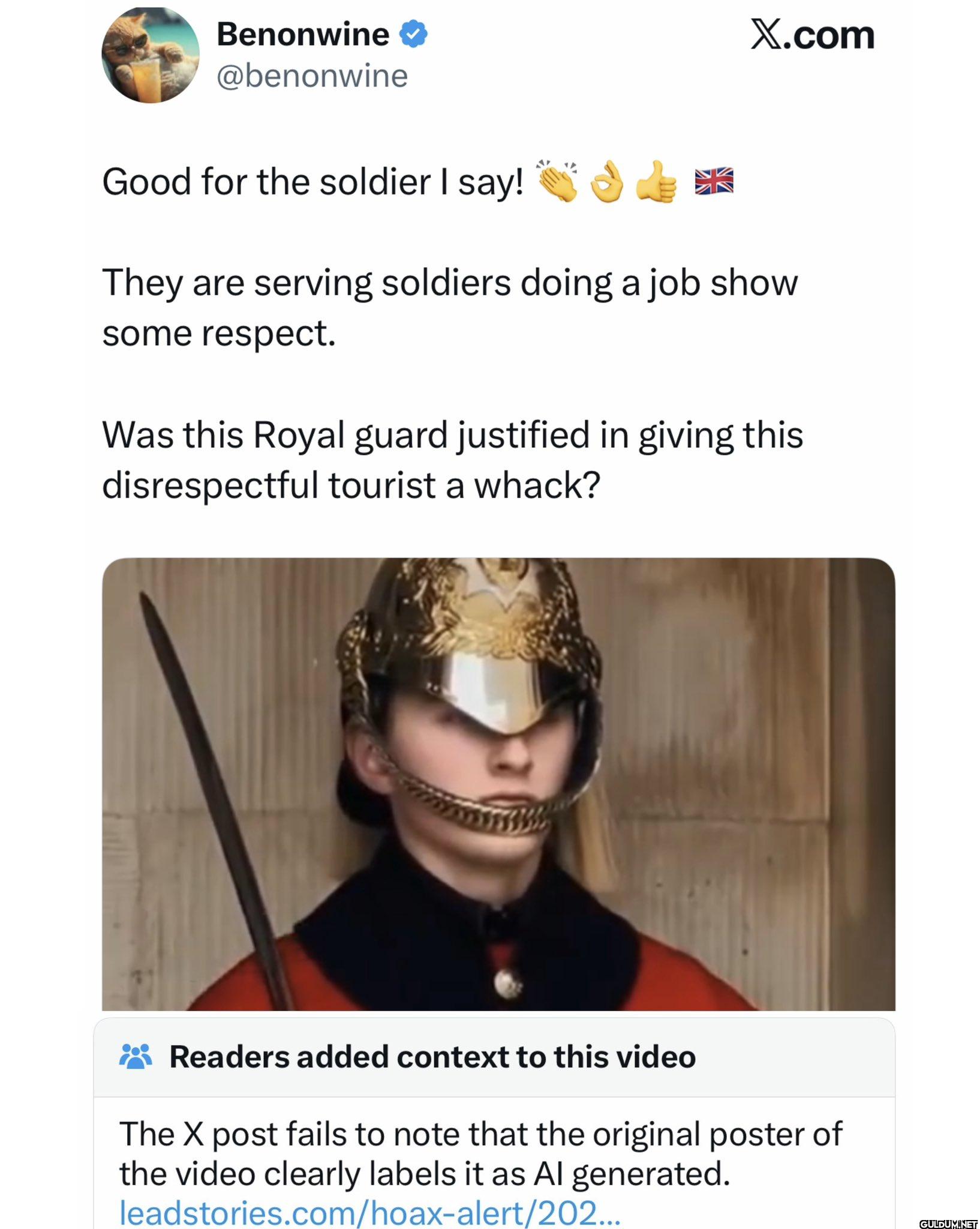 Good for the soldier I...