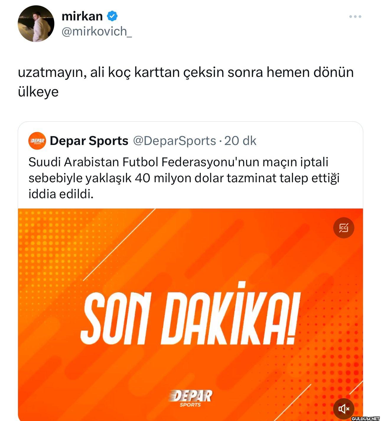 uzatmayın, ali koç karttan...