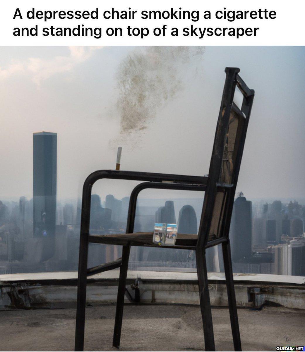 A depressed chair smoking...