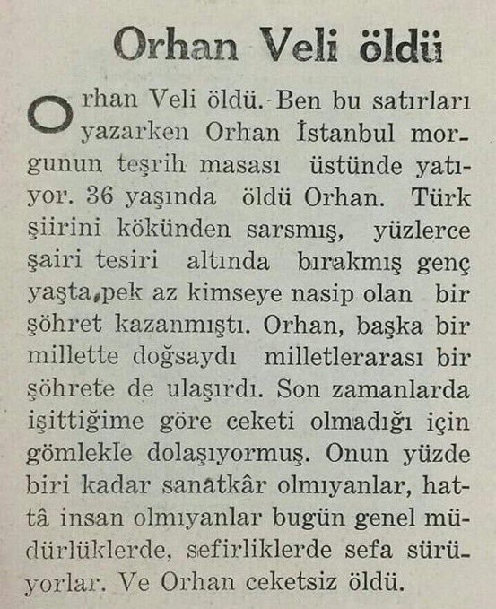 Ve Orhan ceketsiz öldü......