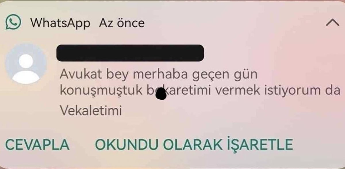 WhatsApp Az önce 1 Avukat...