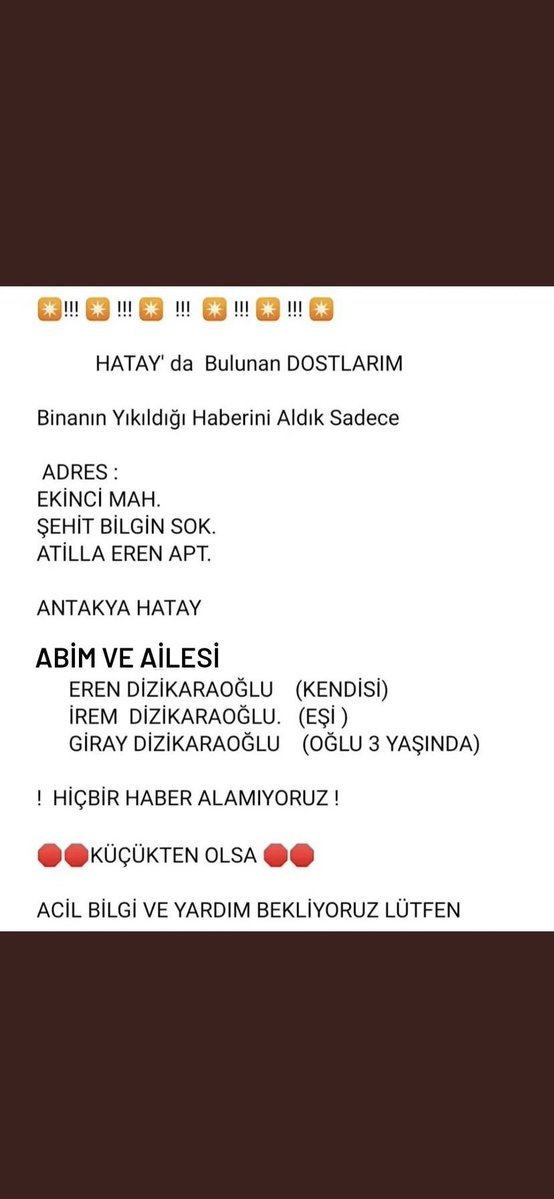 Elden ele yayalım #deprem...