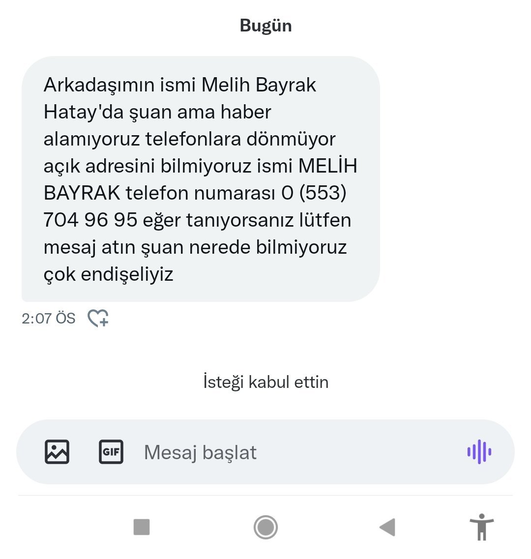 Arkadaşından haber...