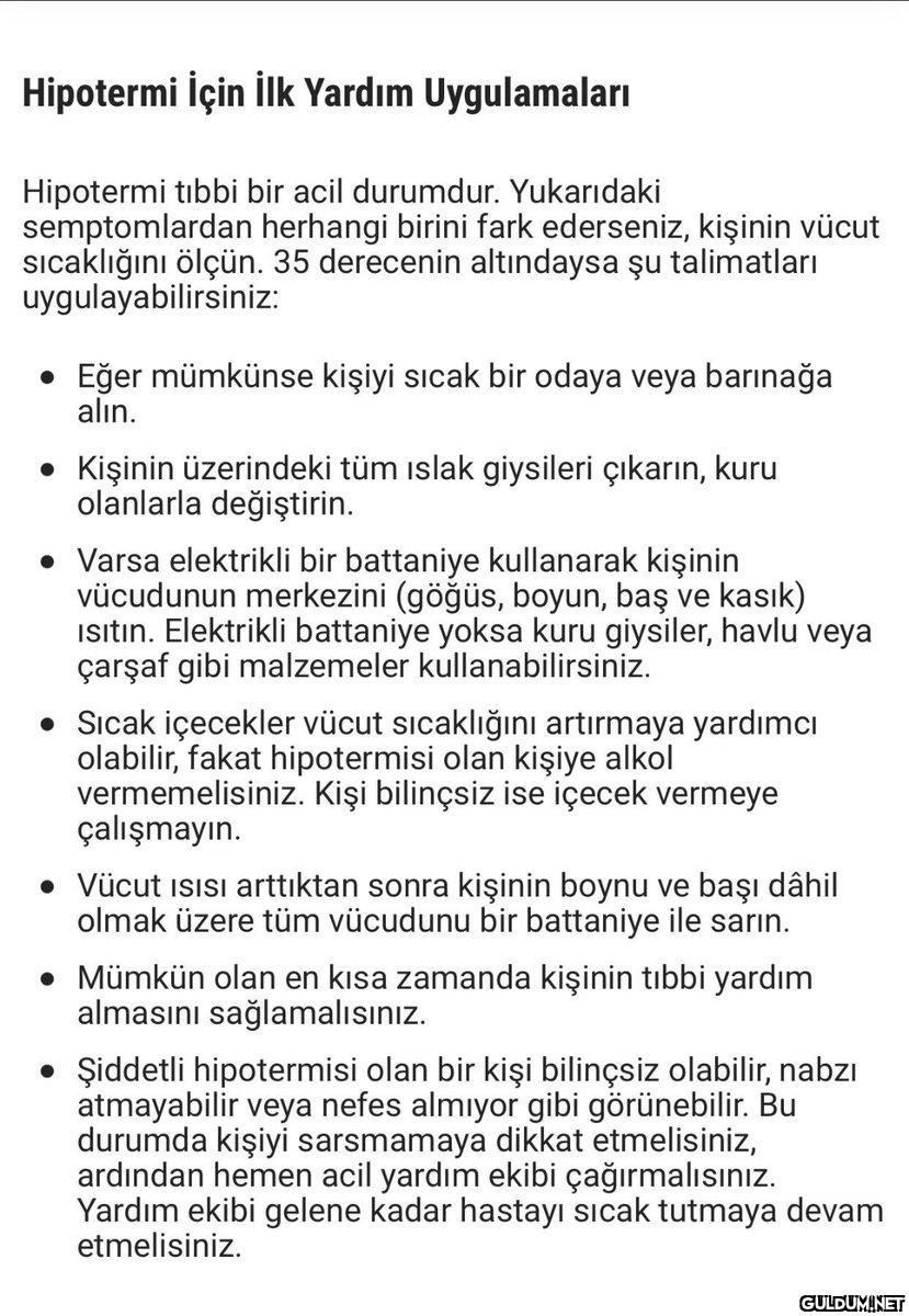 Hipotermi İçin İlk Yardım...