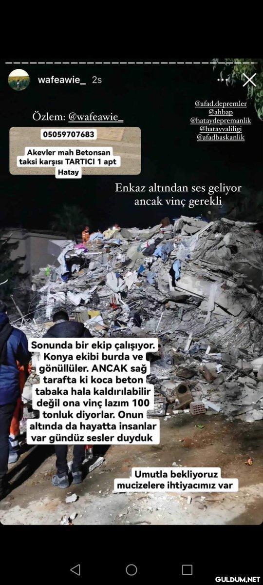 Acil vinç lazım #Hatay...