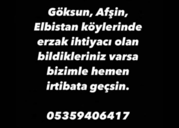 Göksun, Afşin, Elbistan...