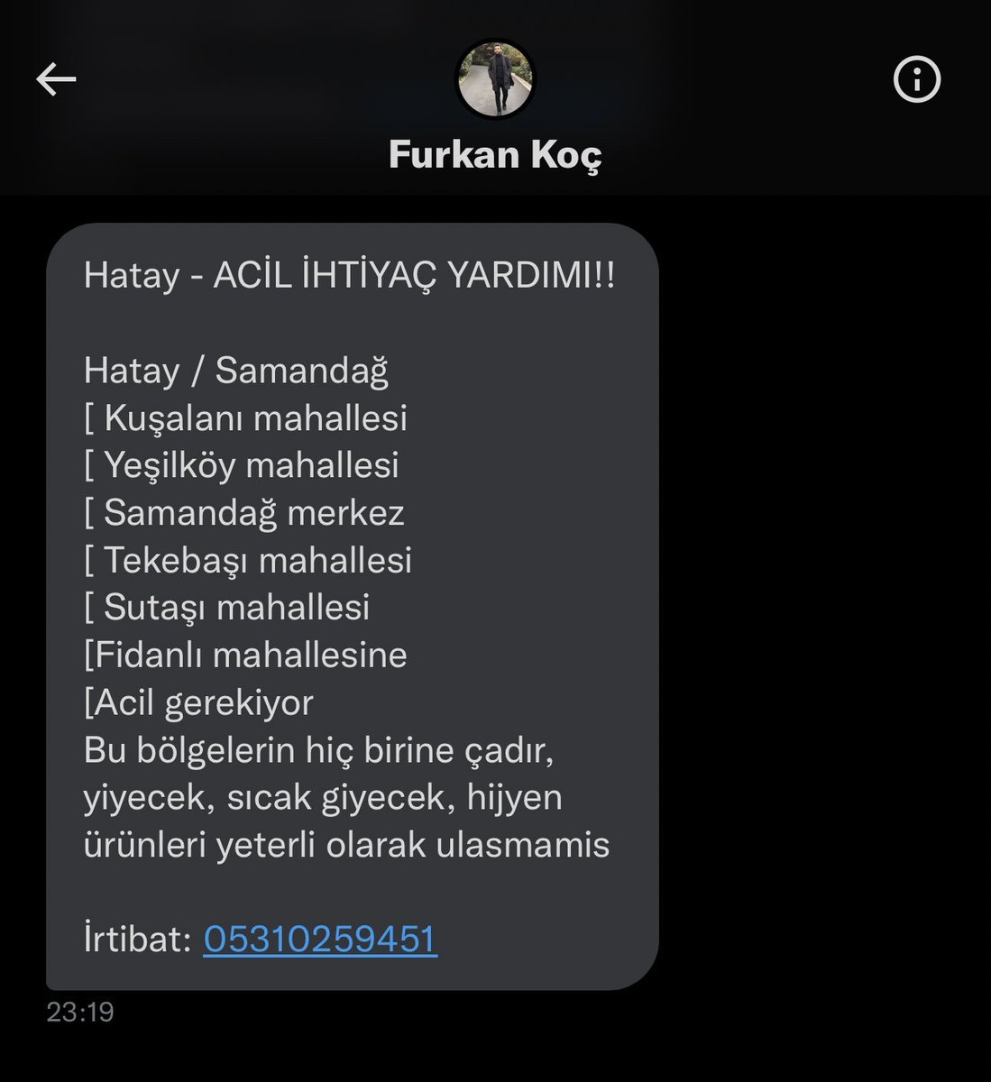 K Furkan Koç Hatay - ACİL...