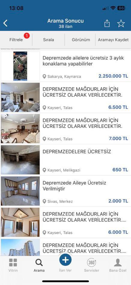 Sahibinden’de birçok ev...