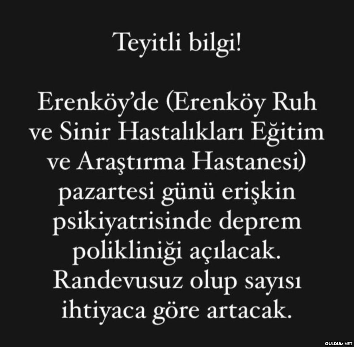 Teyitli bilgi! Erenköy'de...