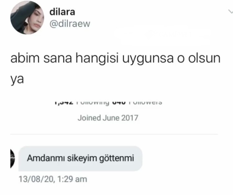 dilara @dilraew abim sana...