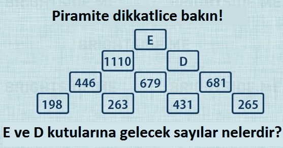 E ve D kutularına gelecek...