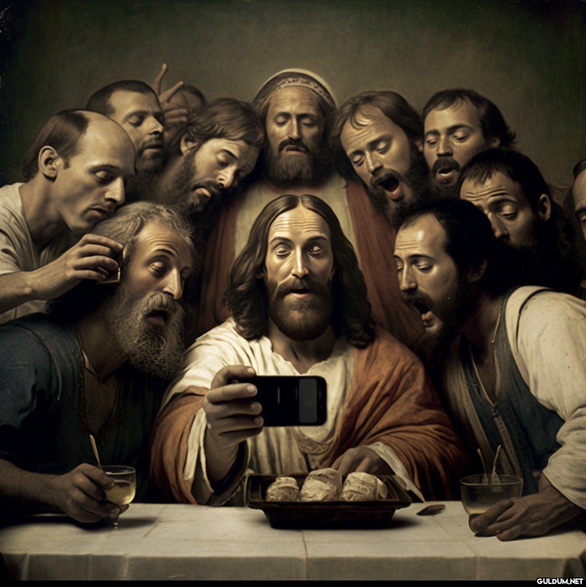 Jesus taking a selfie at...