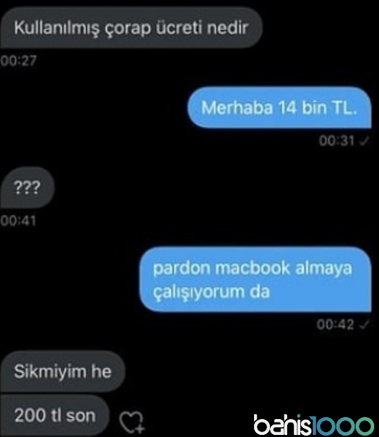 Kullanılmış çorap ücreti...