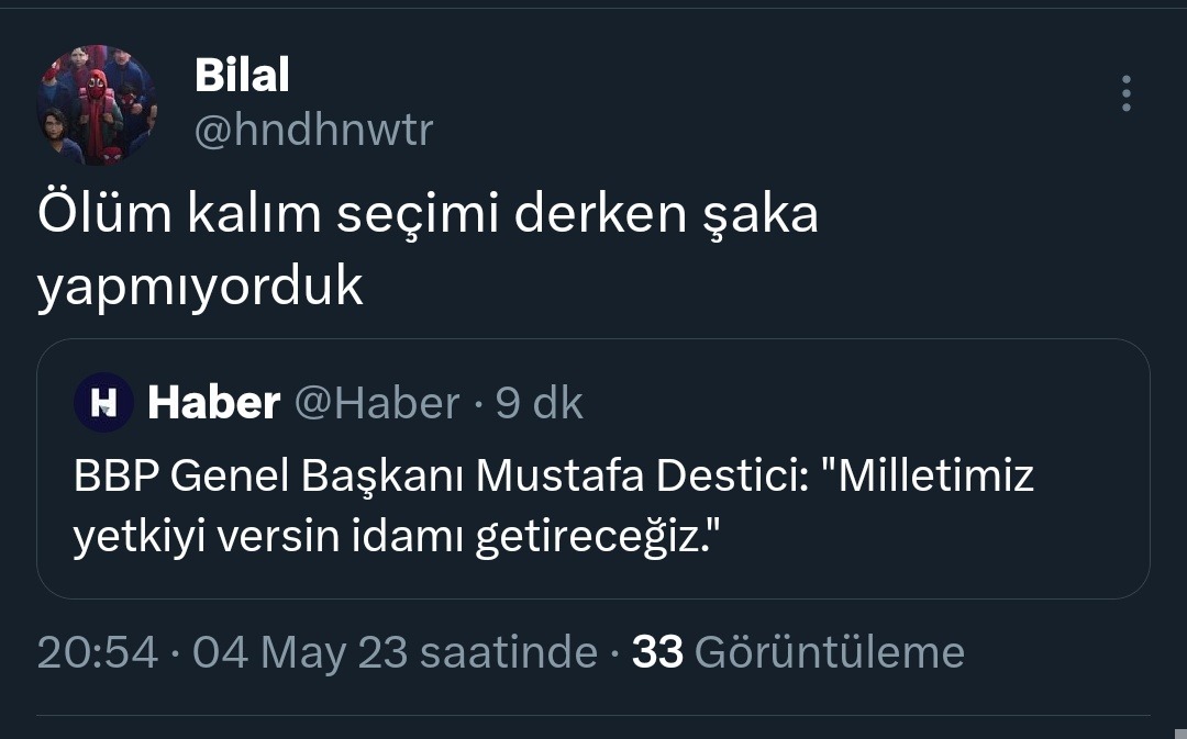 Bilal @hndhnwtr Ölüm kalım...