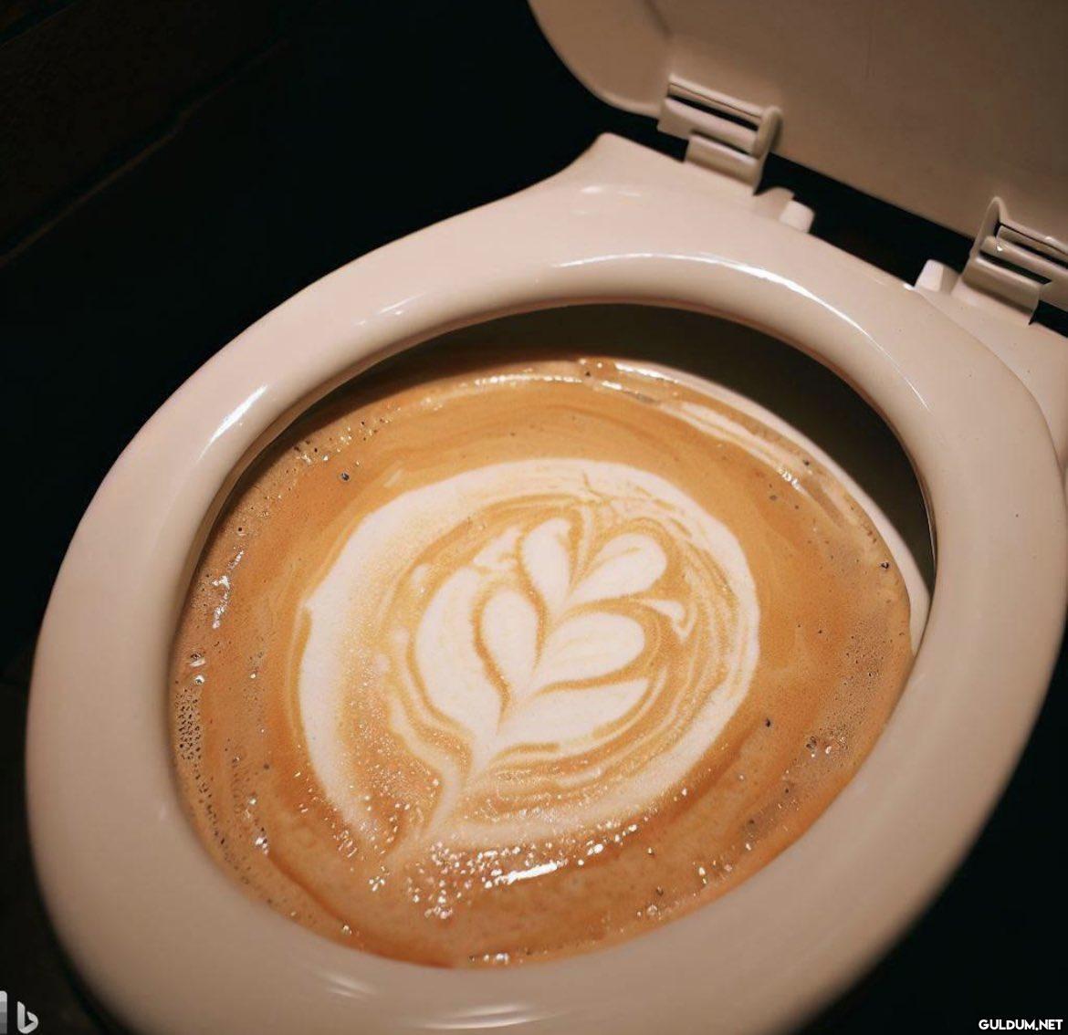 Latte art in a toilet bowl...
