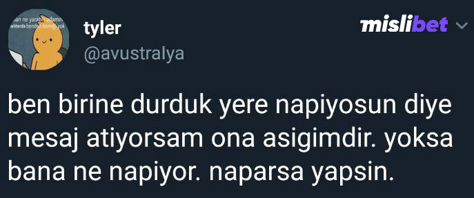 her napıyorsun dediğimize...