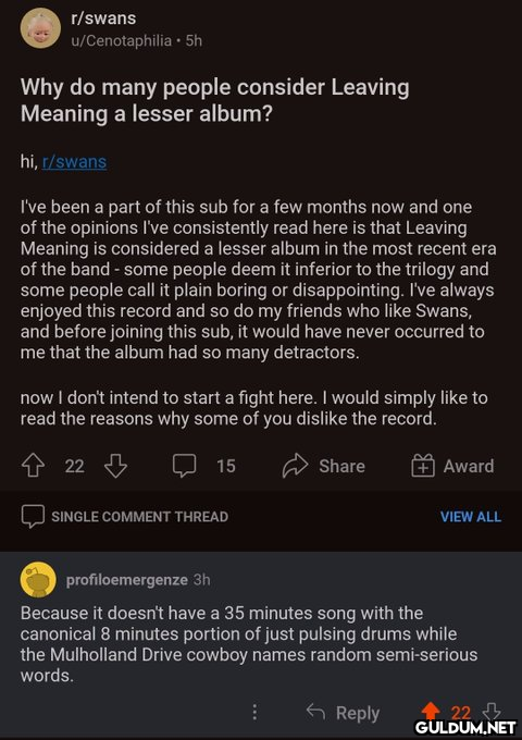 r/swans u/Cenotaphilia. 5h...