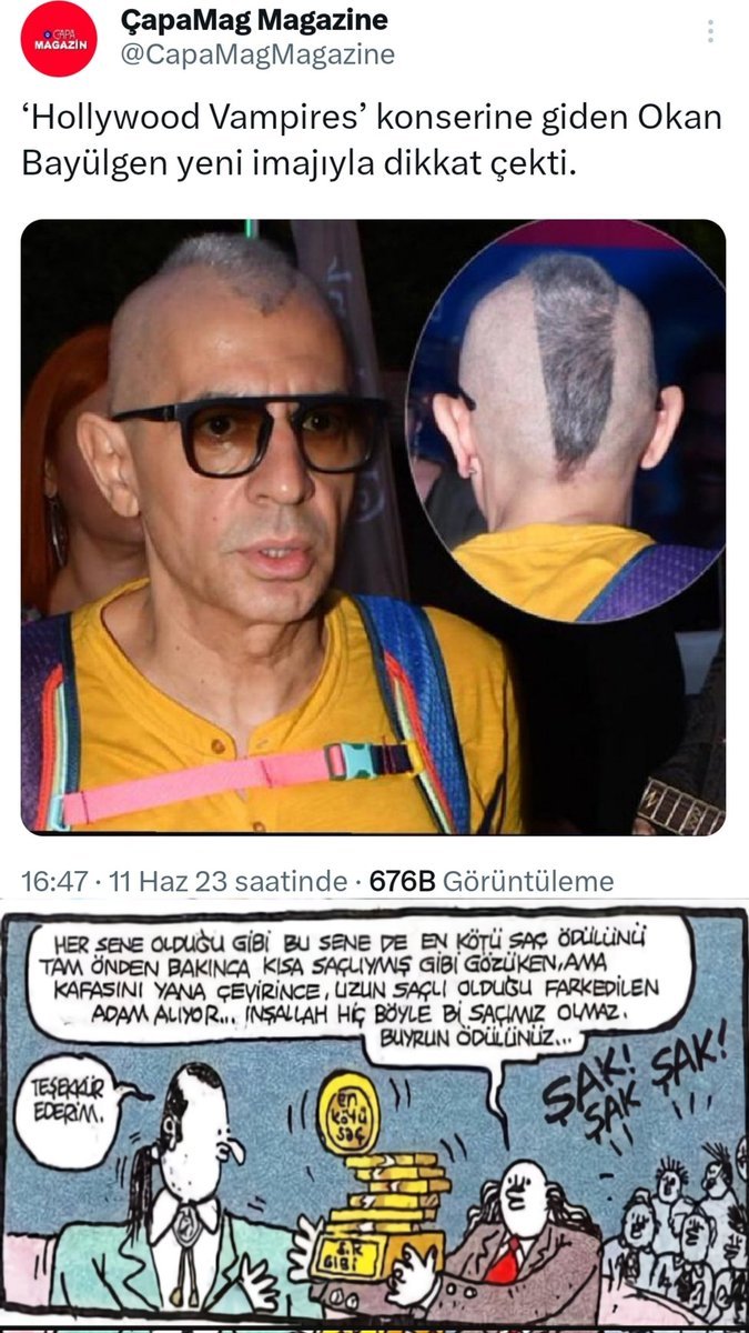 And the en kötü saç ödülü...
