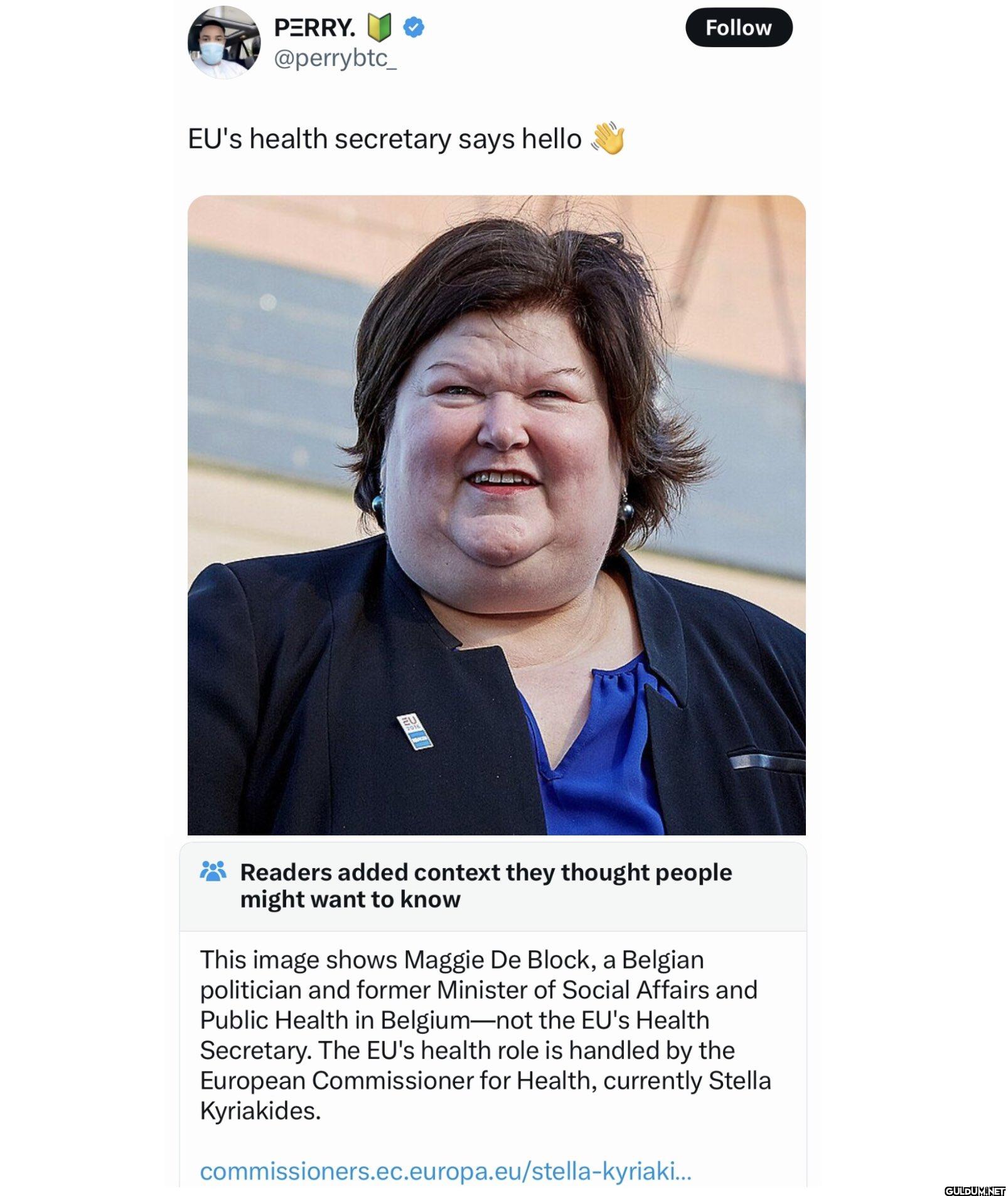 EU's health secretary says...