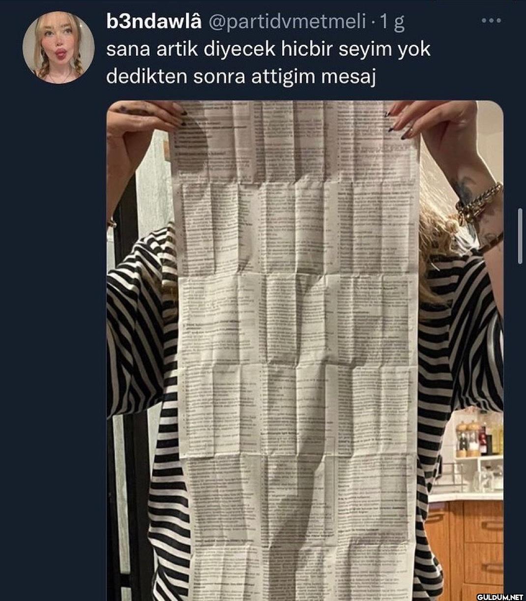 · 1 g sana artik diyecek...