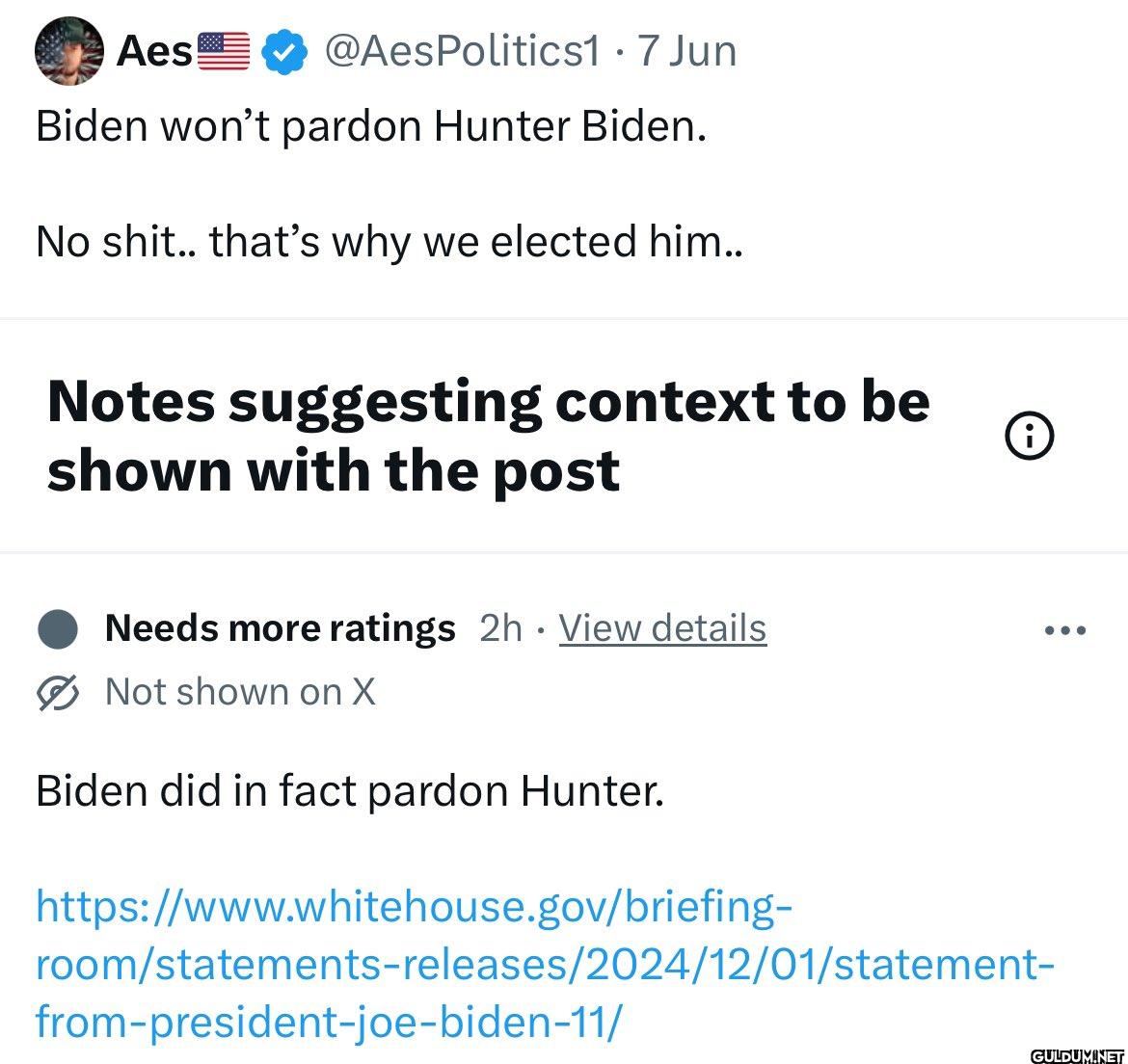 • 7 Jun Biden won't pardon...
