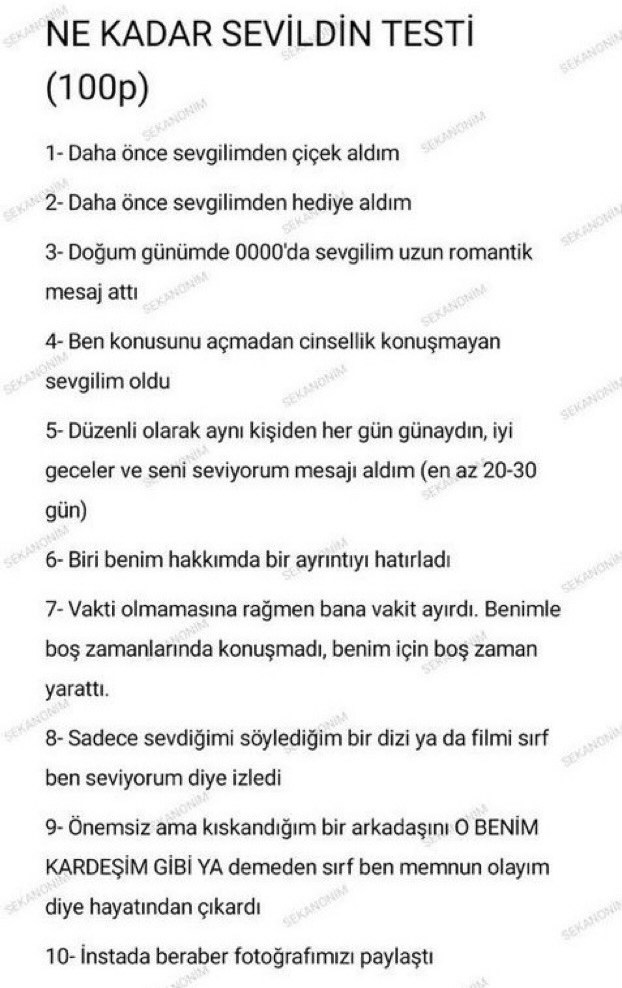 Ne kadar sevildin testi?...