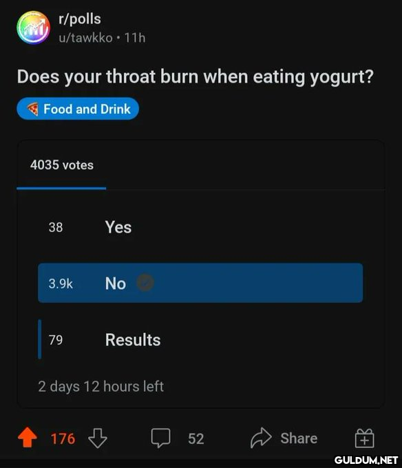 r/polls u/tawkko 11h Does...