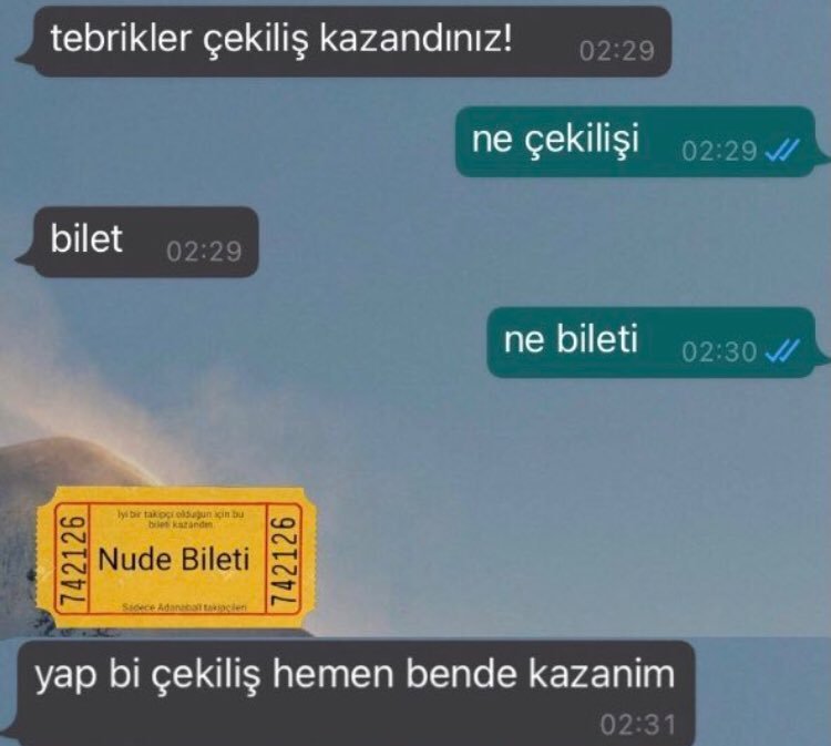 tebrikler çekiliş...