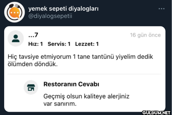 yemek sepeti diyalogları...