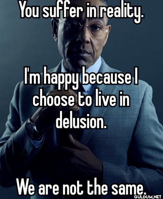You suffer in reality. I'm...