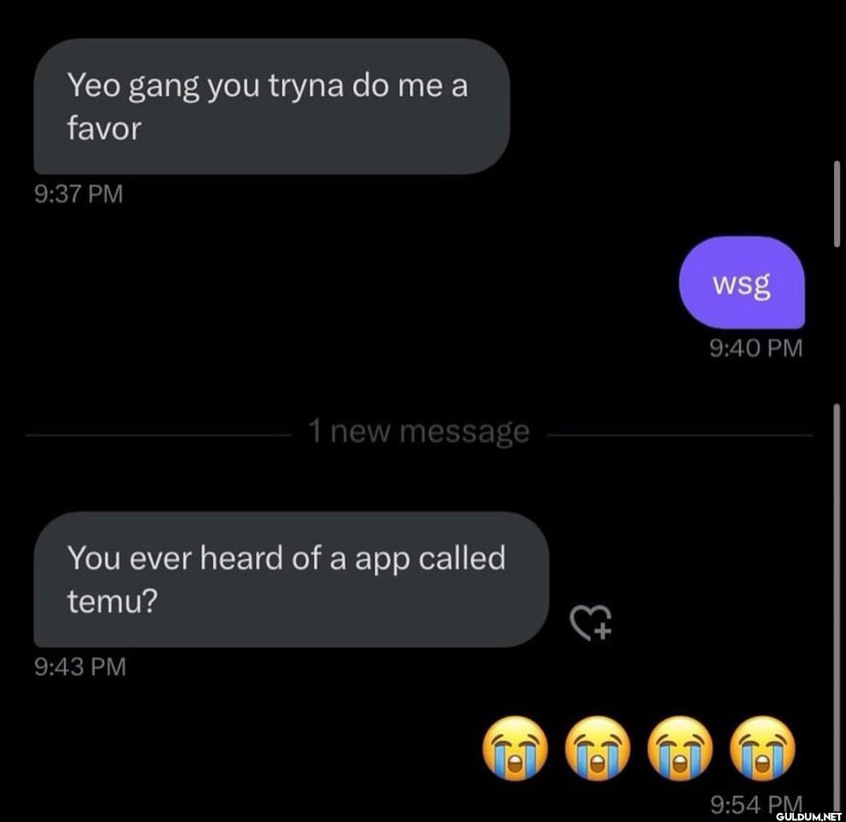 Yeo gang you tryna do me a...